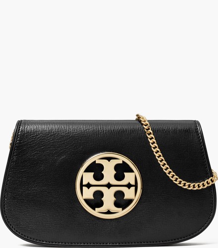 Tory Burch Reva Leather Clutch - Black