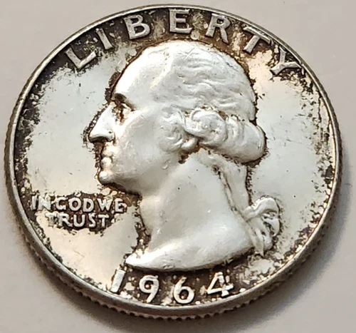 AU 1964 Washington Quarter 90% Silver                         X4
