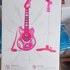 Best Choice Products Kids Electric Guitar Pink w/ Microphone Stand AUX 12 Songs