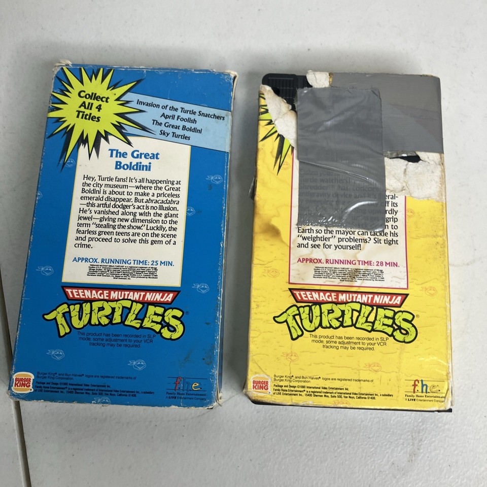 Lot Of 2 BURGER KING Kids Club TMNT VHS Teenage Mutant Ninja Turtles ...