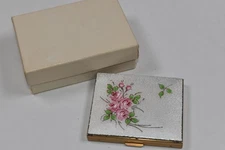 Vintage Schildkraut Genuine Cloisonne Enamel Makeup Compact Floral Roses