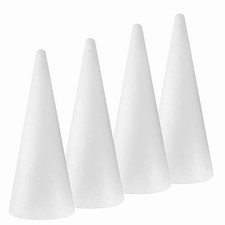 4.6x15.4 Inch White Polystyrene Craft Foam Tree Cones Arts Crafts 4 PCS