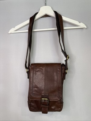 ROWALLAN handgefertigte Umhängetasche feines LEDER Kuriertasche hellbraun klein