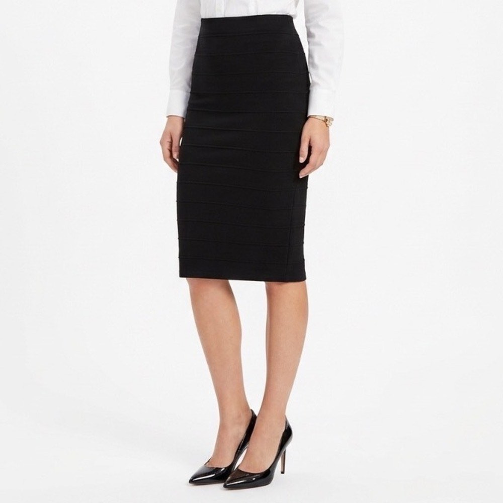 Naked Wardrobe Black Midi Pencil Skirt Plus Size 1X High Waisted