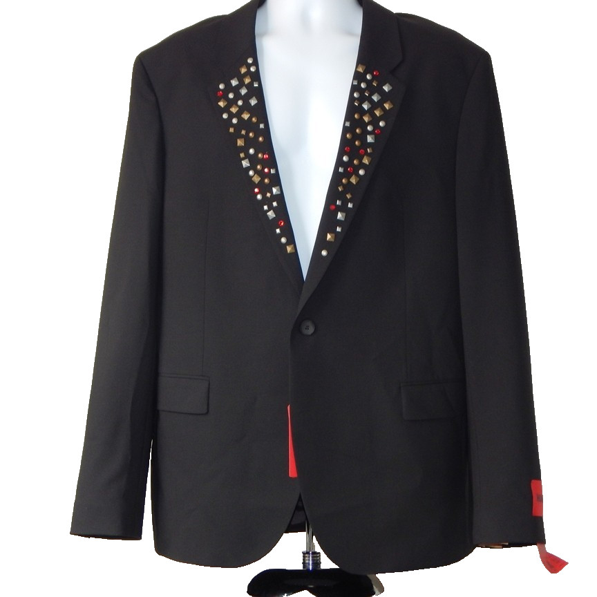 NWT HUGO BOSS Hannes241 F1X Men’s Slim-Fit Jacket Studded Lapels Black Size 44R image 5