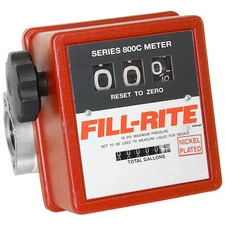 Fill-Rite 807Cn1 3-Wheel Nickel-Plated Mechanical Fuel Transfer Meter, 5-20 Gpm.