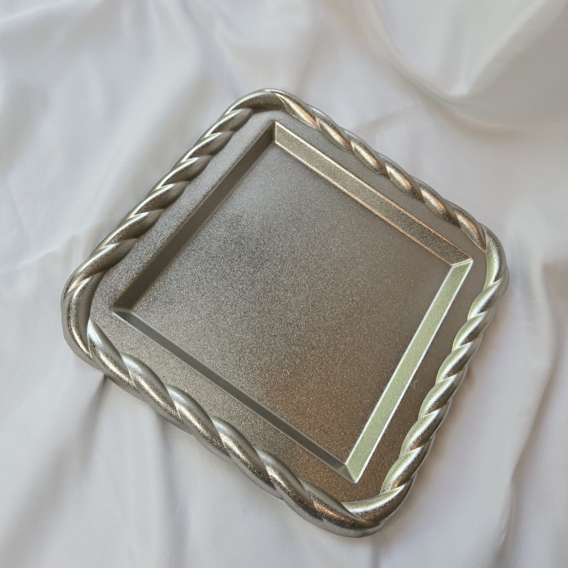 Threshold Studio McGee Square 100% Recycled Aluminum Silver Tray 9 x 9 Elegant