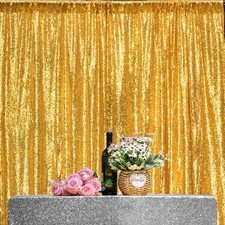 1 Panel 10x8 FT Gold Sequin Backdrop Curtain Glitter Photography Background