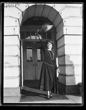 Photo:Grace Coolidge and bird. White House, D.C., Washington