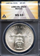 1980-Mo Silver Mexican Plata 33.625 g 92.5% Sterling ANACS # 7577210 + Bonus 73.52 per troy oz