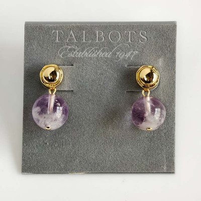 Talbots Phantom Amethyst Ball Drop Earrings Chic Women Party Vacation Jewelry
