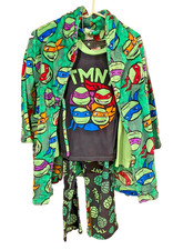 Nickelodeon Teenage Mutant Ninja Turtles 3 Piece Robe  PJ Set Size L Youth