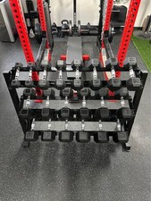 Rubber Hex Dumbbell Set 5-50 LB with Rack  10 Pairs, 550 lbs, Free Shipping
