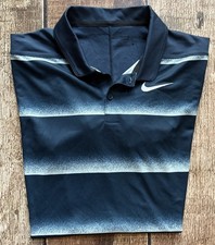 NIKE GOLF STANDARD FIT STRIPED POLO SHIRT BLUE MENS SMALL EXCELLENT CONDITION