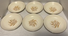 Homer Laughlin Golden Wheat 7 1/2” Soup Bowl 22K Gold Trim Made In USA Vintage 1