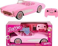 Barbie RC Corvette from The Movie, Full-Function Remote-Control Toy Car Holds...