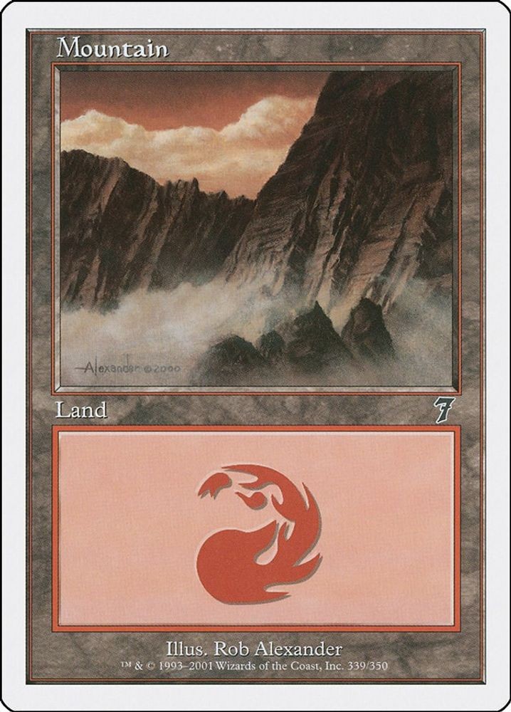 2001 Magic: The Gathering: 7th Edition Mountain 339 (#339, Land, Lightly Played)