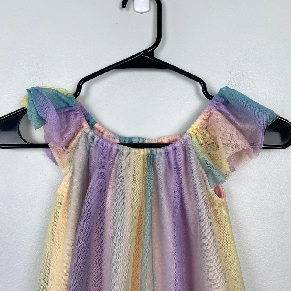 Okie Dokie Rainbow Tutu Dress Multicolor Tulle Fairy Unicorn Halloween Size 3T - Image 3 of 4
