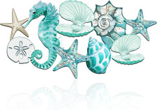 Metal Beach Wall Decor Seashell Beach Themed Bathroom Decor Rustic Nautical Ocea