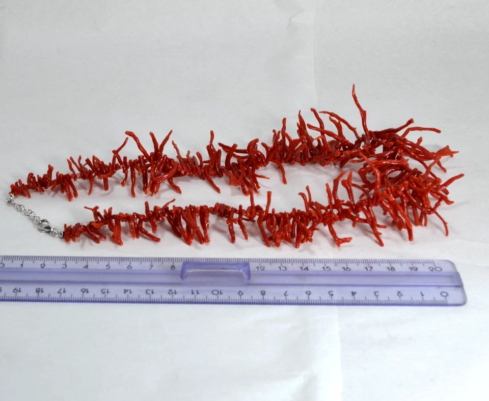 COLLANA IN ARGENTO 925 CON FRANGIA CORALLO ROSSO MEDITERRANEO SCURA AGLN 048 - Immagine 3 di 4