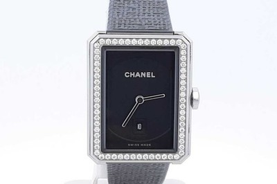 Chanel 27mm Quartz Boyfriend Tweed Stainless Steel Watch Diamonds Eb0126wrxzde