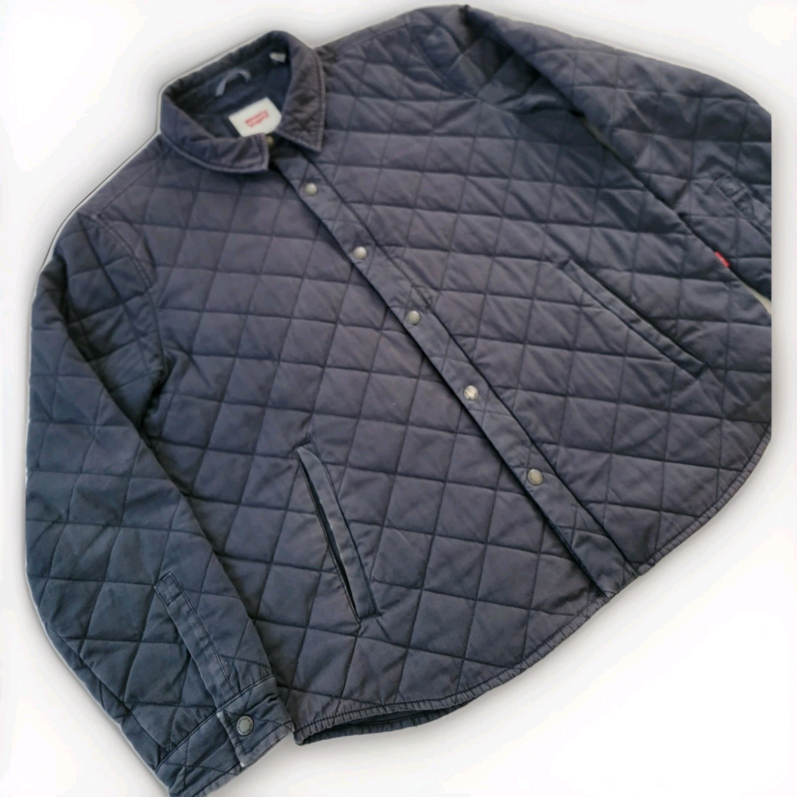 VTG Levi's Jacket Mens XL Blue Diamond Quilted Trucker Work Chore Full Zip thumbnail 2