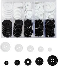160 Pcs Mixed 0.39inch, 0.5inch, 0.6inch, 0.8inch, 1inch, Black and white 