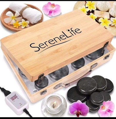 SereneLife Hot Stone Massage Kit Portable Heated Rock Massaging Therapy **READ**