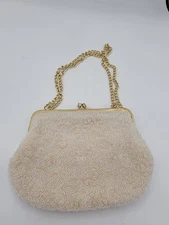 La Regale White Beaded Evening Bag Clutch Purse Women’s Stylish Formal 