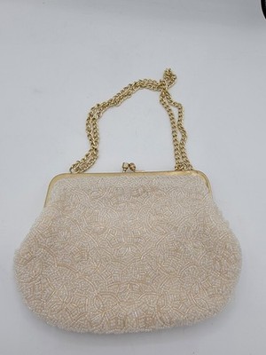 La Regale White Beaded Evening Bag Clutch Purse Women s Stylish Formal 