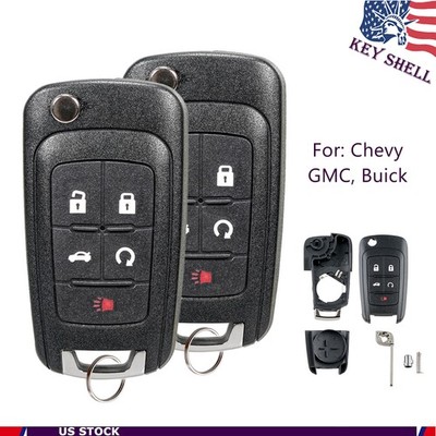 2 For 2014 2015 2016 2017 - 2019 Chevy Impala Key Fob Remote Case Shell 5Button