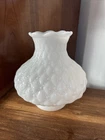 Vintage Quilted Milk Glass White Hurricane Oil Student Lamp Shade 6.5”