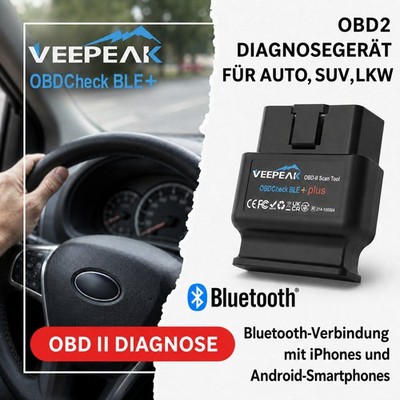 Veepeak OBDCheck BLE+ Bluetooth OBD II EOBD Diagnosegerät Adapter Scan Tool NEU