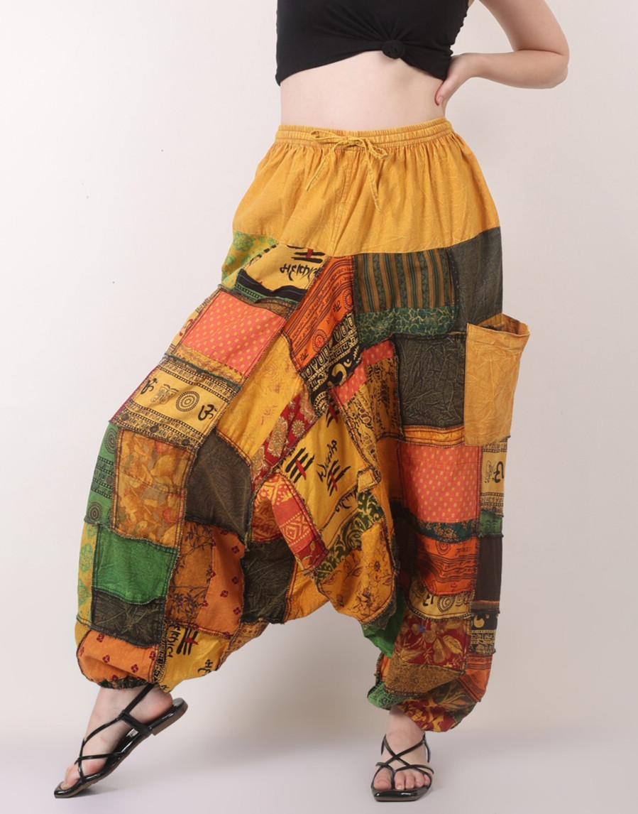 Mujeres Nepalíes Hippie Balloon Fit Sueltos Patchwork Jogger Pantalones Venta...