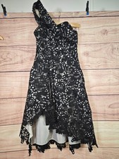 OUTLINE size 10 one-shoulder asymmetric black lace dress