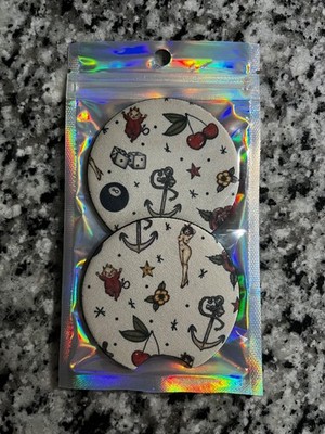 Traditional Tattoo pattern handmade sublimation car coaster set 2 pcs sets