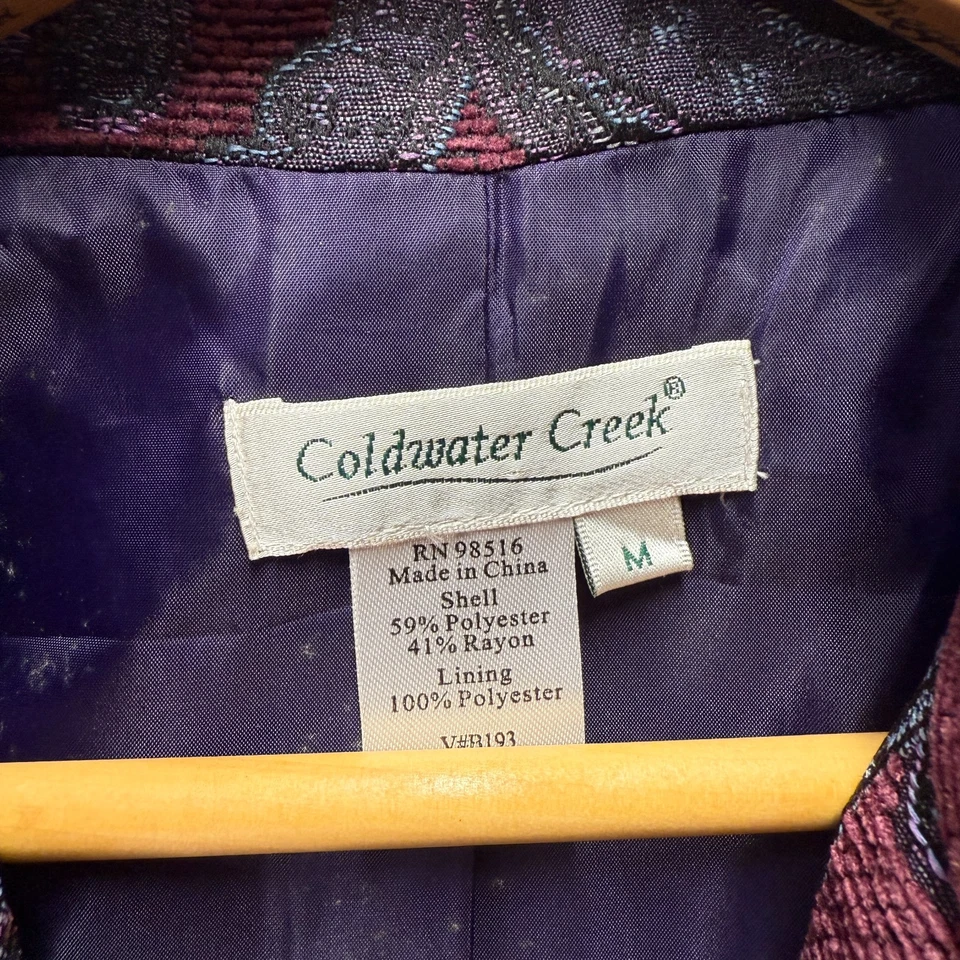 Vintage Coldwater Creek Tapestry Jacket Womens Medium Purple Floral Lined Mature - Image 2 of 4