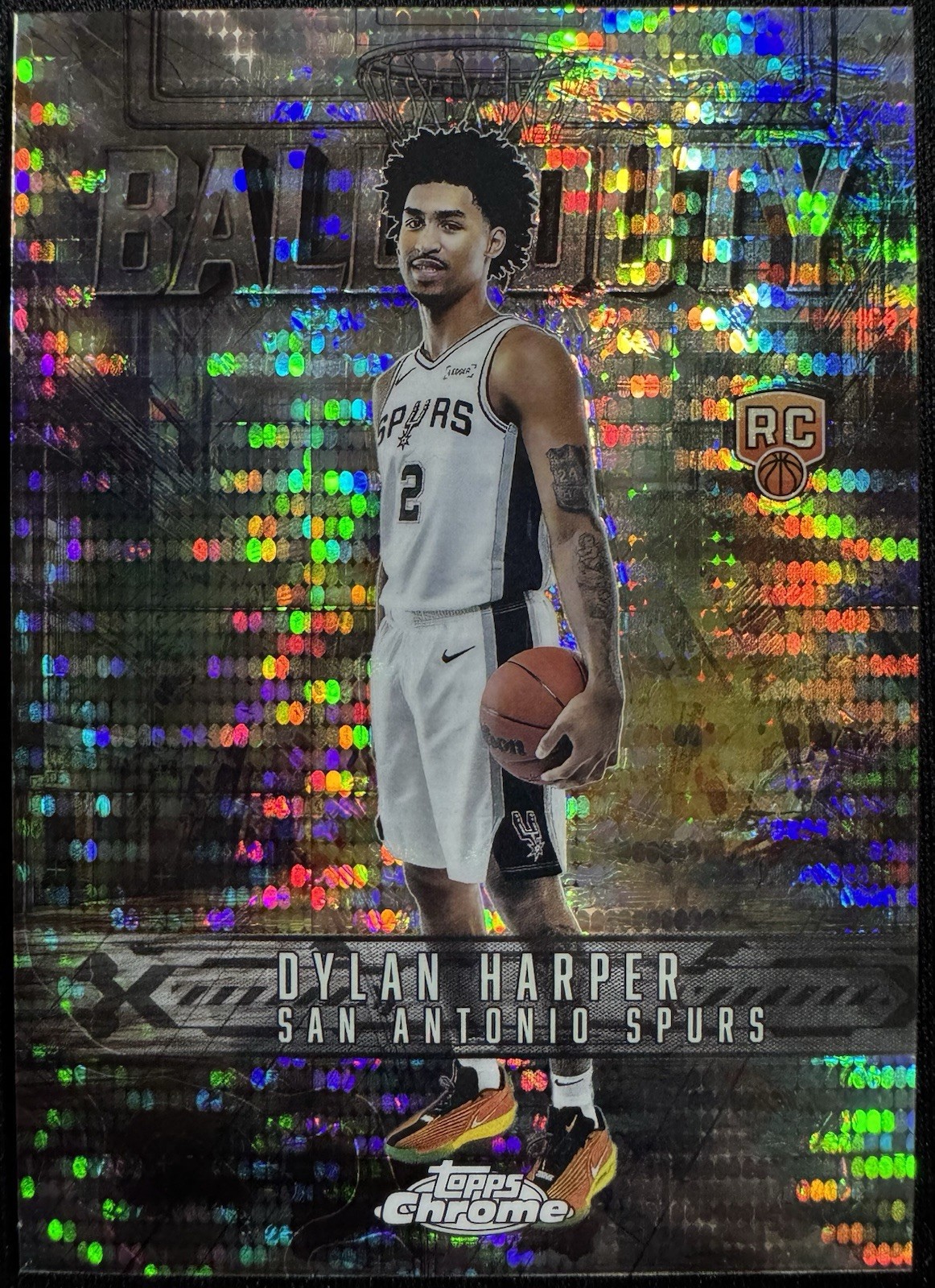 2025-26 Topps Chrome Dylan Harper Ball Of Duty #BD-22 Pulsar Spurs RC Card CLEAN