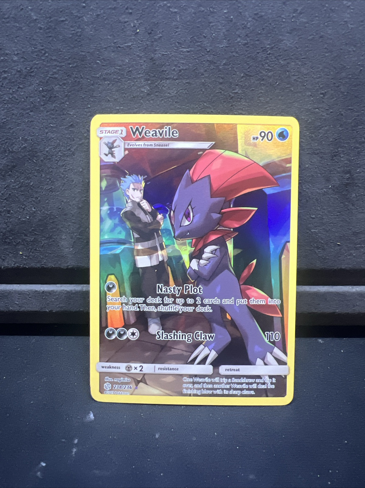 Pokemon Card - Weavile 238/236 - Cosmic Eclipse - Secret Rare, NM! - Full Art