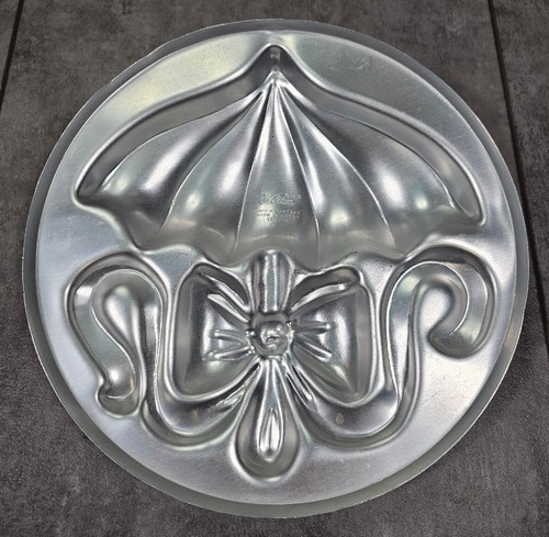 Vintage Wilton 9 inch Umbrella w/ Bow Cake Pan Insert Baby Bridal Shower 1975 - Picture 2 of 5
