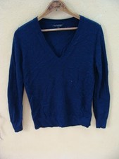 Banana Republic Men's Navy Blue Merino Wool V Neck Sweater Size S Small