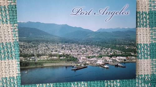 TARJETA POSTAL VINTAGE VISTA AÉREA CON VISTAS A PUERTO ANGELES WASHINGTON - Imagen 3 de 12