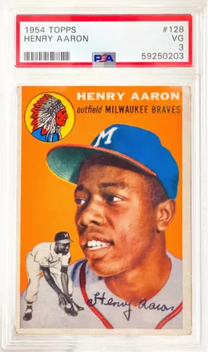 1954 TOPPS #128 HANK AARON ROOKIE (RC) PSA 3