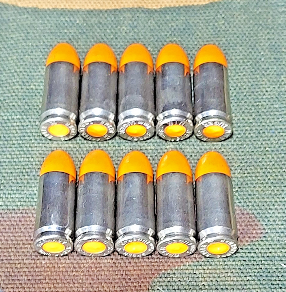9MM LUGER SNAP CAPS  SET OF 10 (ORANGE+NICKEL) 124gr REAL WEIGHT