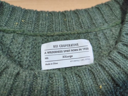 REI Green Wool Men's sweater XXL - Picture 2 of 11