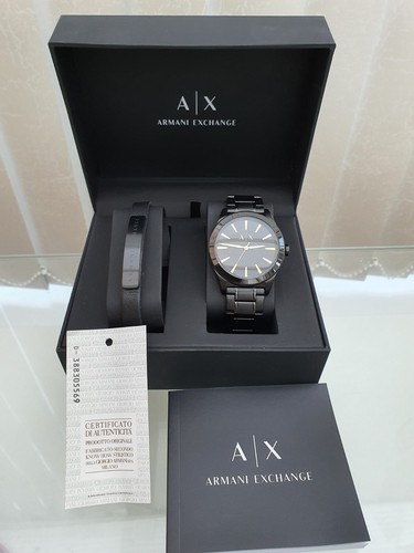 New ARMANI EXCHANGE Mens Watch + Bracelet Gift Box Set Black RRP £250 [A40 - Picture 5 of 24