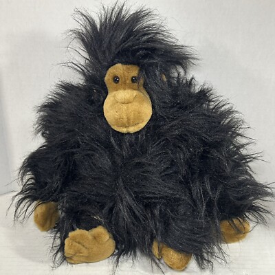 Soft N Cudlee Harry Chimpanzee Plush 17  Long Hair Black Monkey Ape Stuffed Toy