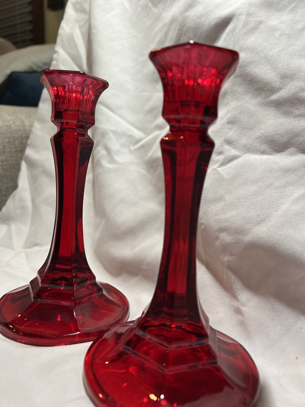 Vintage Indiana Glass Ruby Red Glass Candle Holder Pair eBay