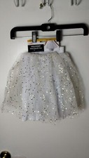 Women's Halloween White Sparkle Tutu L/XL 12.5" Length Way To Celebrate New