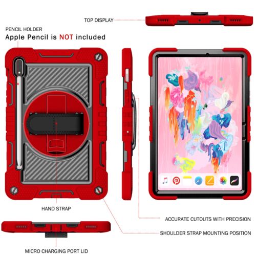 For Samsung Galaxy Tab S10 FE+/S9 FE/Tab A Heavy Duty Shockproof Case with Strap - Picture 5 of 14